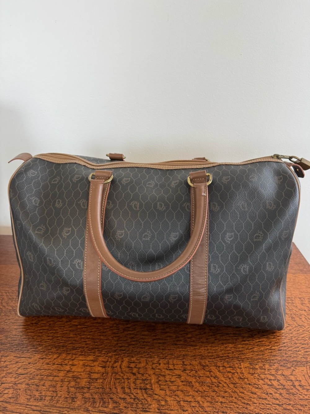 Christian Dior Honeycomb Boston Bag Brown & Tan with COA - Picture 2 of 16